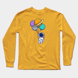 Astronaut holding planets Long Sleeve T-Shirt